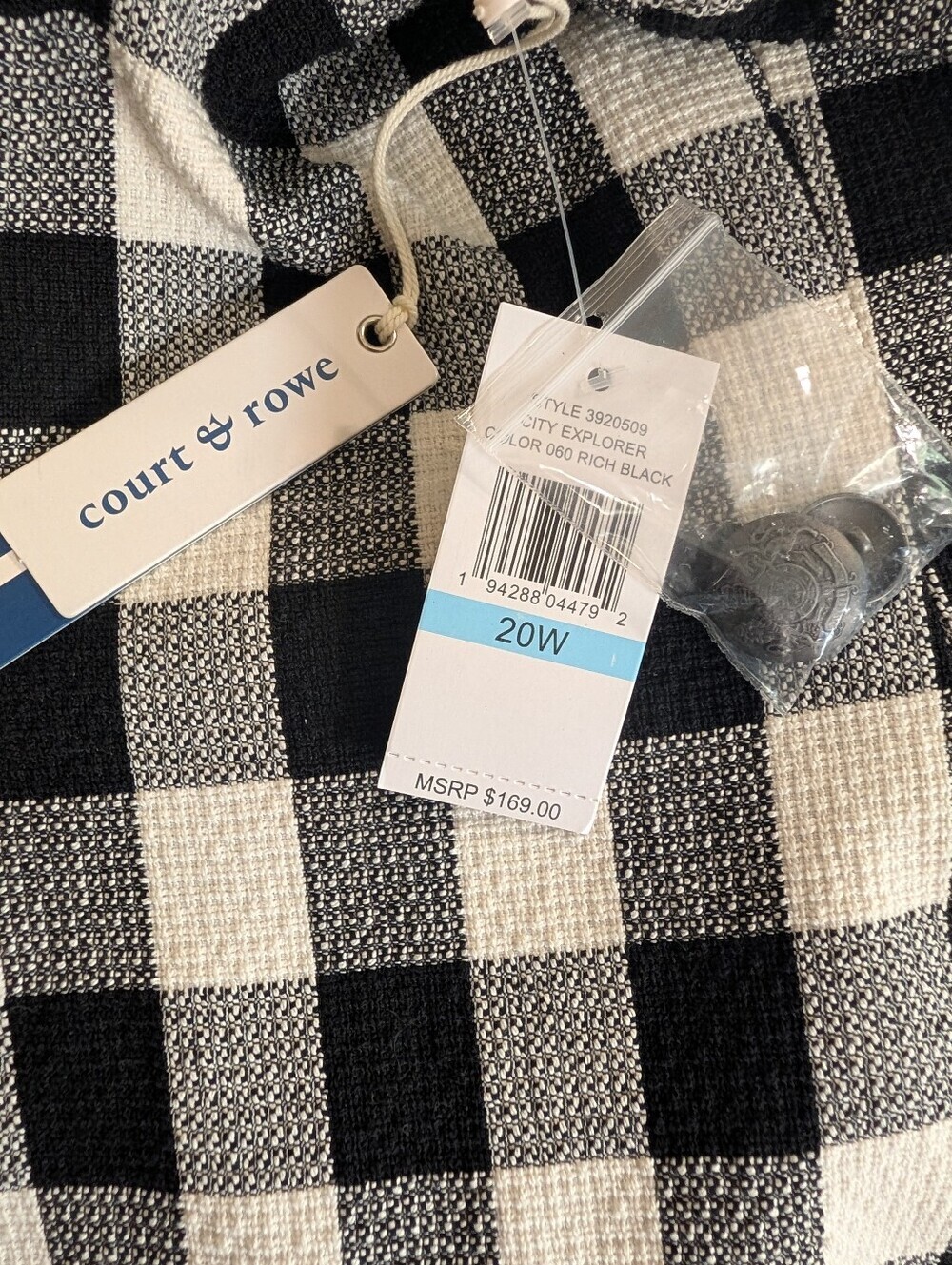 Court & Rowe Black White Gingham Double Breasted Blazer Jacket 20W Plus Size - Picture 10 of 11